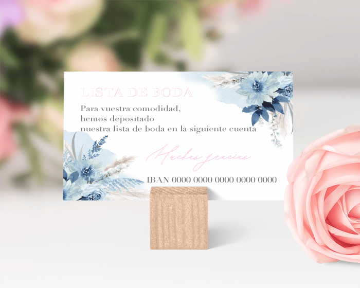 Bloomy Blue - Tarjeta lista de boda