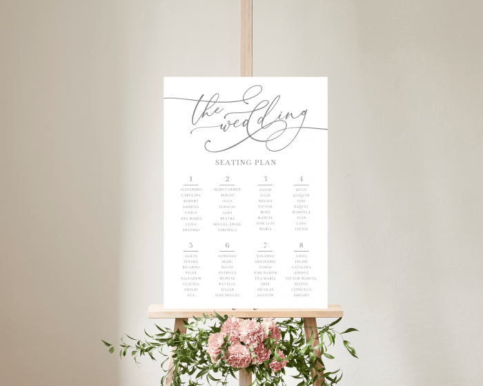 Romantic Calligraphy - Poster - Seating plan 50x70 cm (vertical)