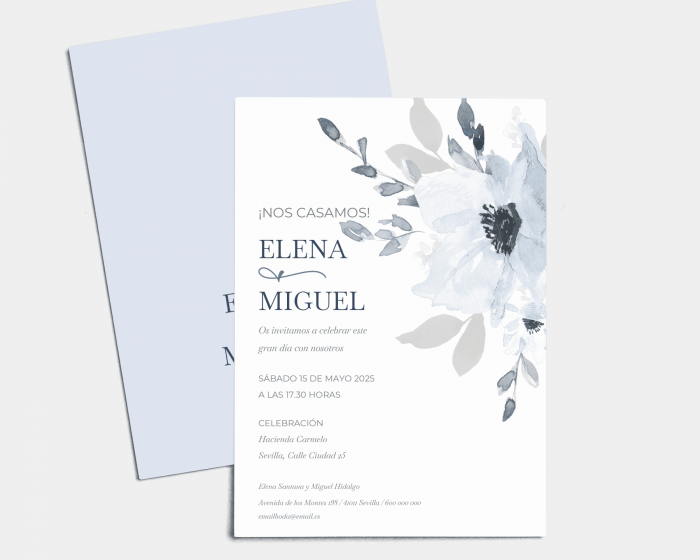 Shades of Blue - Invitación de boda (vertical)