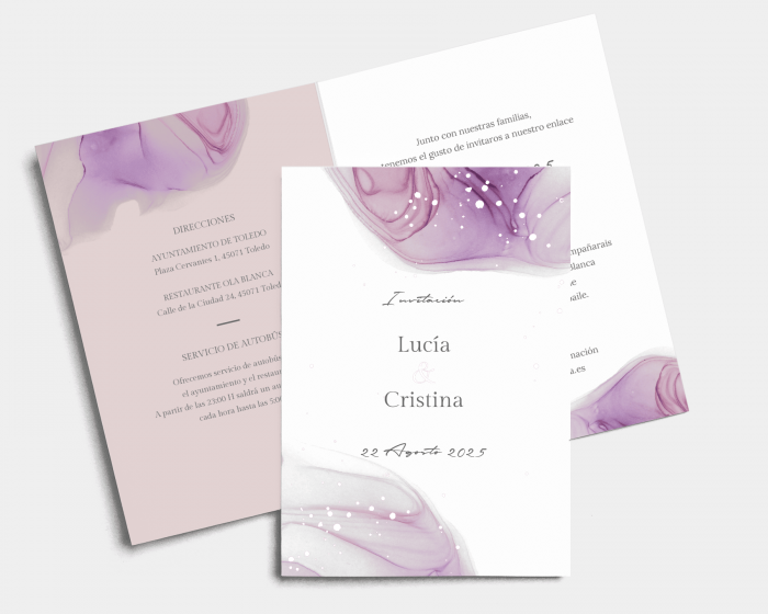Purple Ink - Invitación de boda - Tarjeta plegable (vertical)