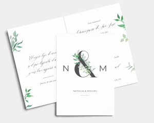 Leafy Ampersand - Invitación de boda - Tarjeta plegable (vertical)