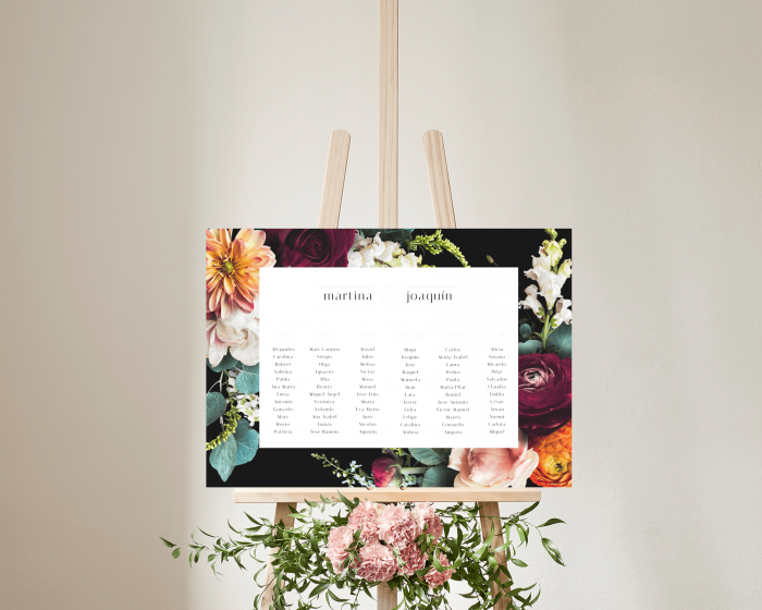 Florals - Poster - Seating plan 70x50 cm (horizontal)