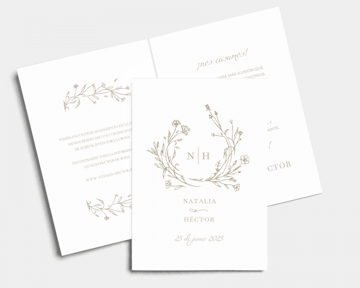 Natural Monogram - Invitación de boda - Tarjeta plegable (vertical)