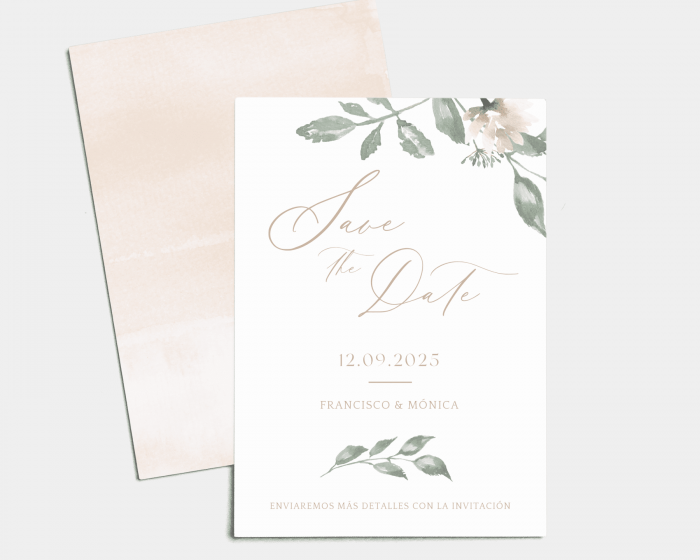 Dusted Calligraphy - Tarjeta Save the Date (vertical)