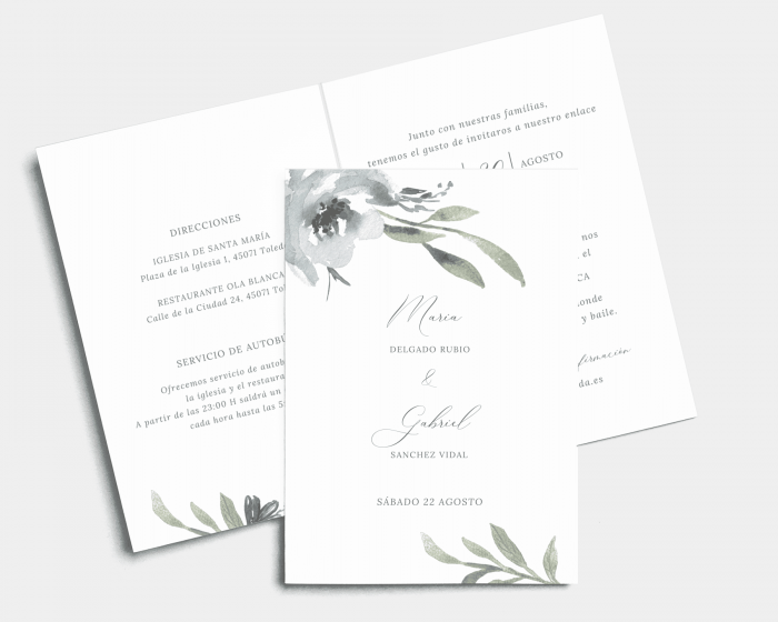 Muted Floral - Invitación de boda - Tarjeta plegable (vertical)