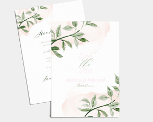 Green and Peach - Tarjeta Save the Date (vertical)