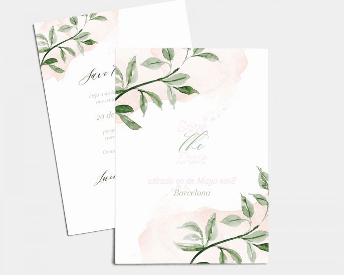 Green and Peach - Tarjeta Save the Date (vertical)