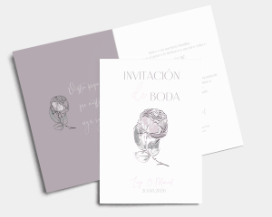 Lined Rose - Invitación de boda - Tarjeta plegable (vertical)