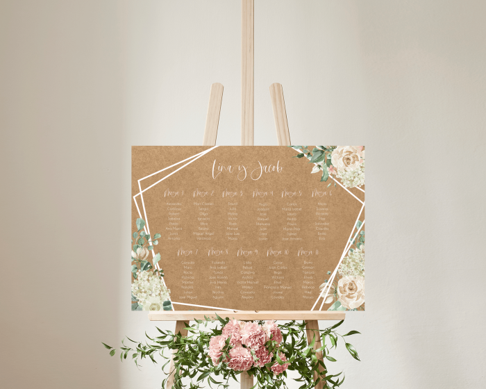 Rose Bianco - Poster - Seating plan 70x50 cm (horizontal)