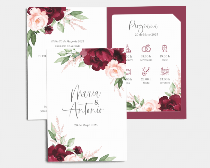 Beloved Floral - Invitación de boda con inserto