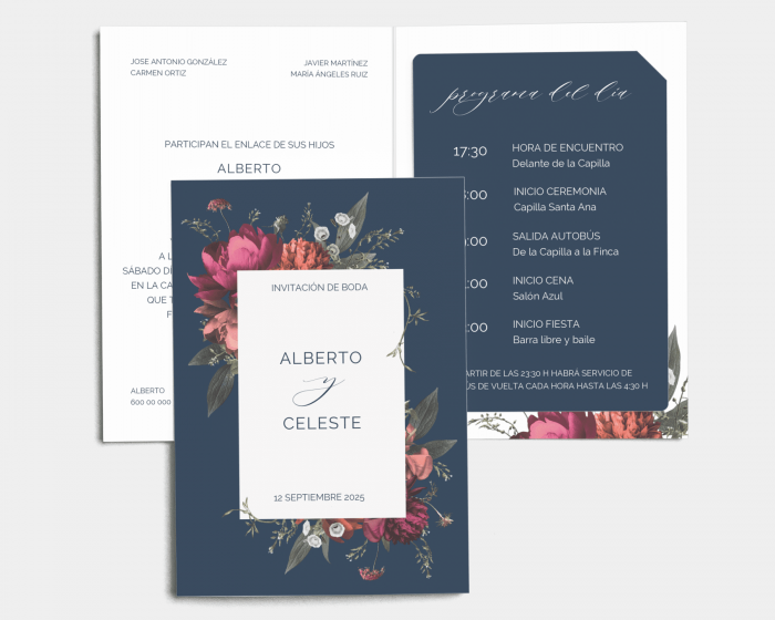 Blooming Botanical - Invitación de boda con inserto