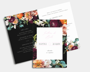 Florals - Invitación de boda - Tarjeta plegable (vertical)