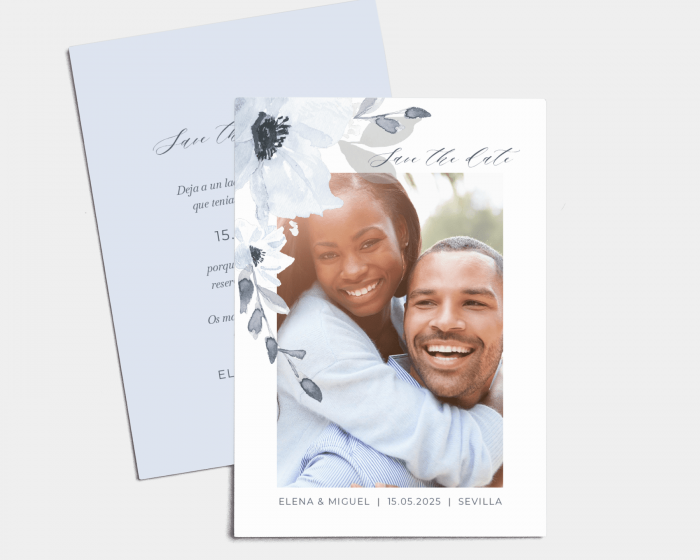 Shades of Blue - Tarjeta Save the Date (vertical)