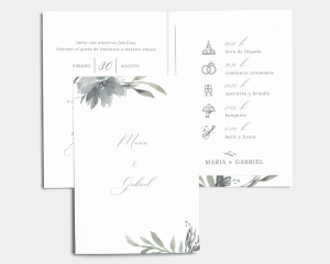 Muted Floral - Invitación de boda con inserto