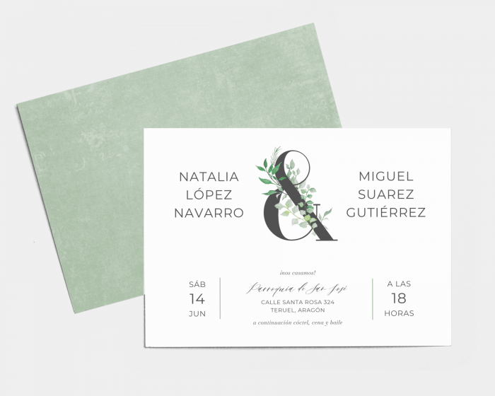 Leafy Ampersand - Invitación de boda (horizontal)