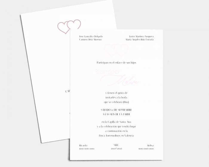 Hearts - Invitación de boda (vertical)
