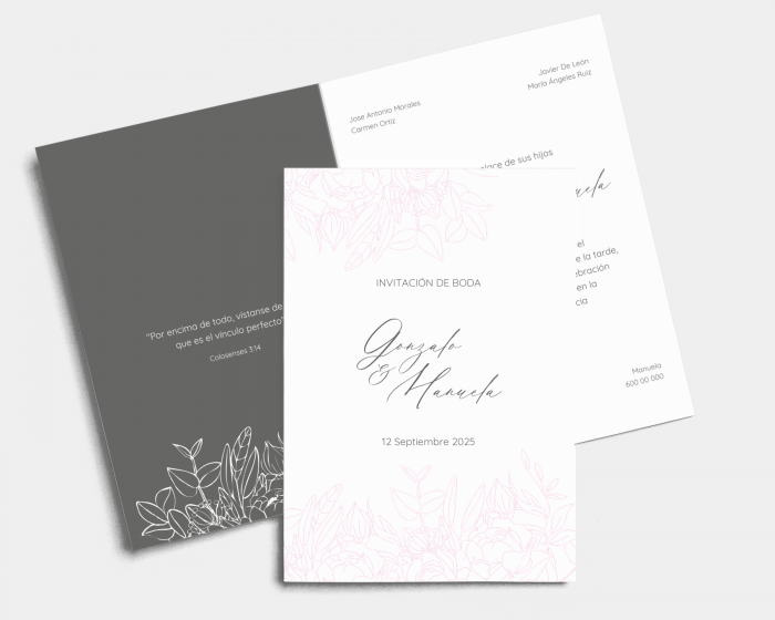botanic pure - Invitación de boda - Tarjeta plegable (vertical)