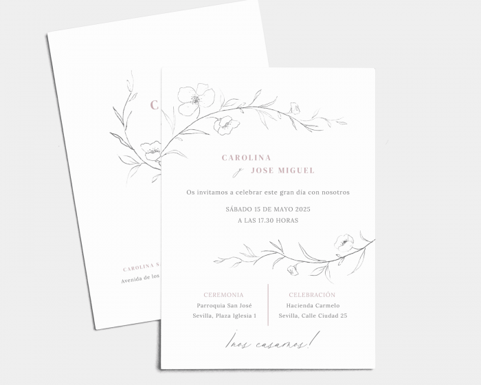 Graceful Botanical - Invitación de boda (vertical)