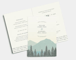 Vintage Mountain - Invitación de boda - Tarjeta plegable (vertical)