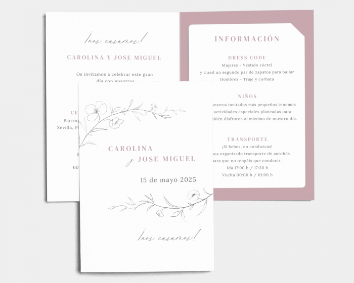 Graceful Botanical - Invitación de boda con inserto