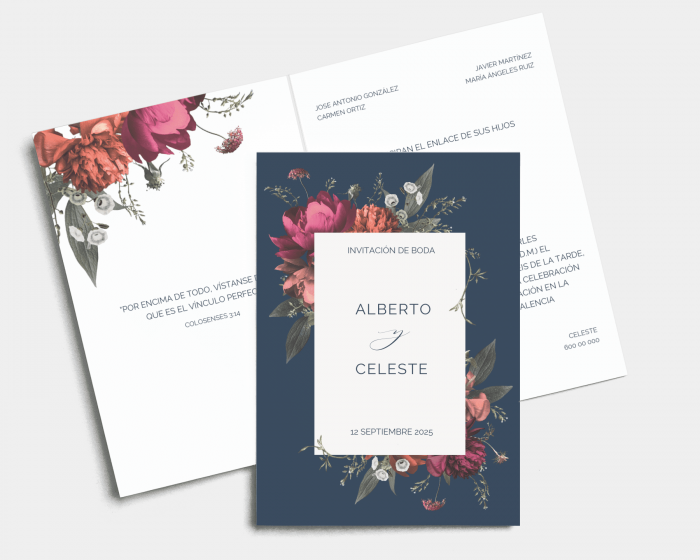 Blooming Botanical - Invitación de boda - Tarjeta plegable (vertical)