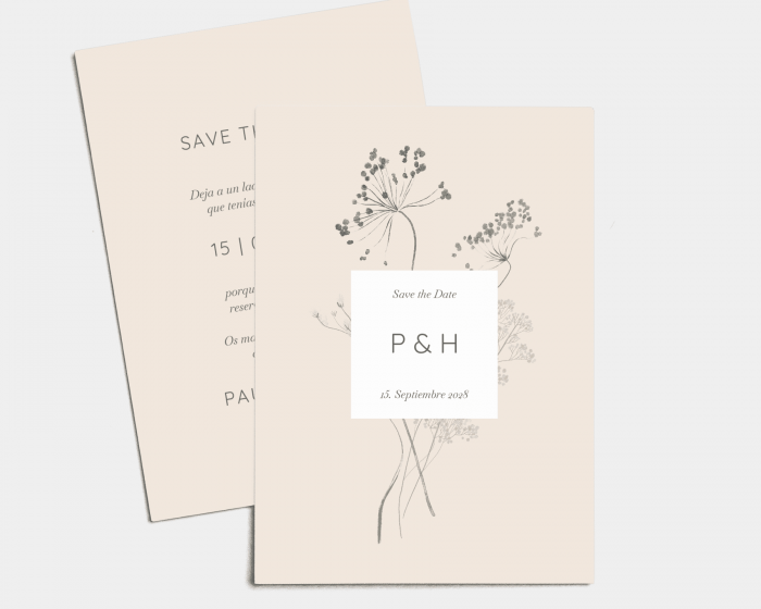 Floral Cube - Tarjeta Save the Date (vertical)