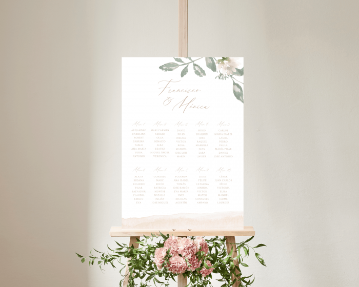 Dusted Calligraphy - Poster - Seating plan 50x70 cm (vertical)