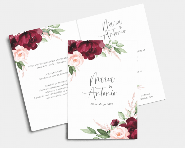 Beloved Floral - Invitación de boda - Tarjeta plegable (vertical)