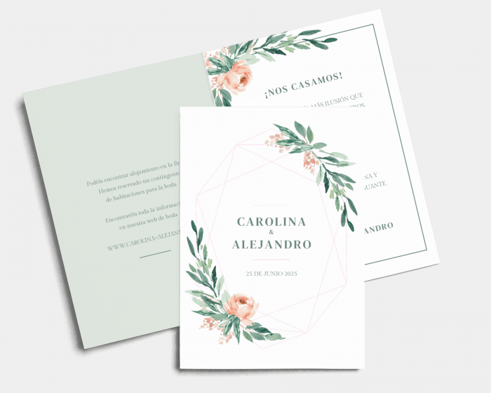 Gilded Botanical - Invitación de boda - Tarjeta plegable (vertical)