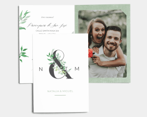 Leafy Ampersand - Invitación de boda con inserto