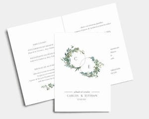 Leafy Hoops - Invitación de boda - Tarjeta plegable (vertical)