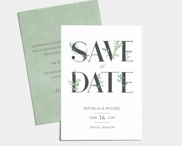 Leafy Ampersand - Tarjeta Save the Date (vertical)