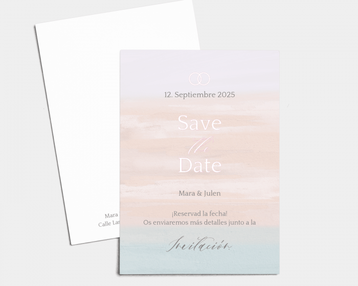 Pastell - Tarjeta Save the Date (vertical)