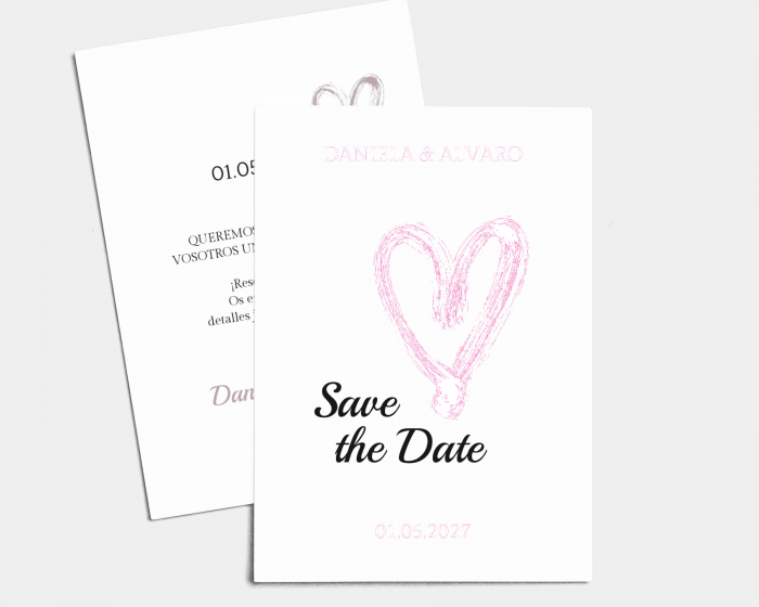 Painted Heart - Tarjeta Save the Date (vertical)