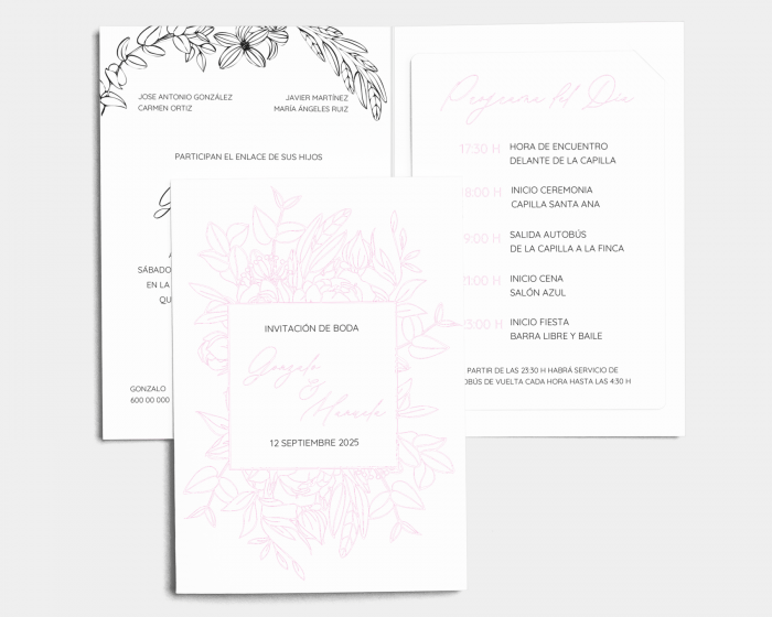 botanic pure - Invitación de boda con inserto