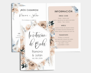 Bloomy Boho - Invitación de boda con inserto