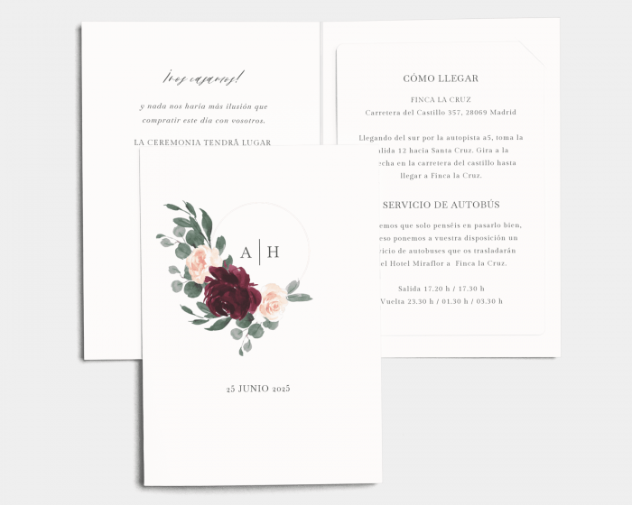 Floral Hoop - Invitación de boda con inserto