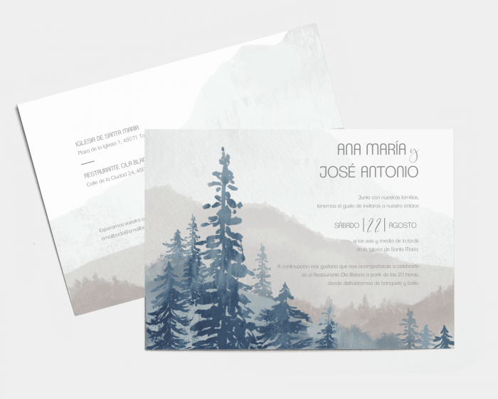 Painted Mountains - Invitación de boda (horizontal)