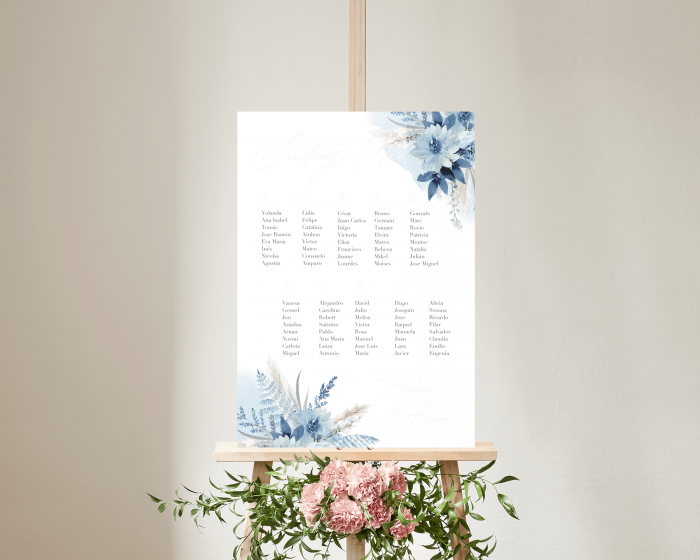 Bloomy Blue - Poster - Seating plan 50x70 cm (vertical)