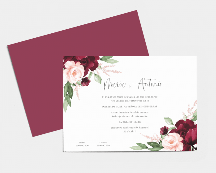 Beloved Floral - Invitación de boda (horizontal)