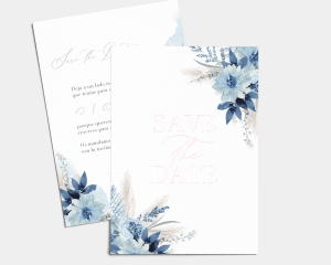 Bloomy Blue - Tarjeta Save the Date (vertical)