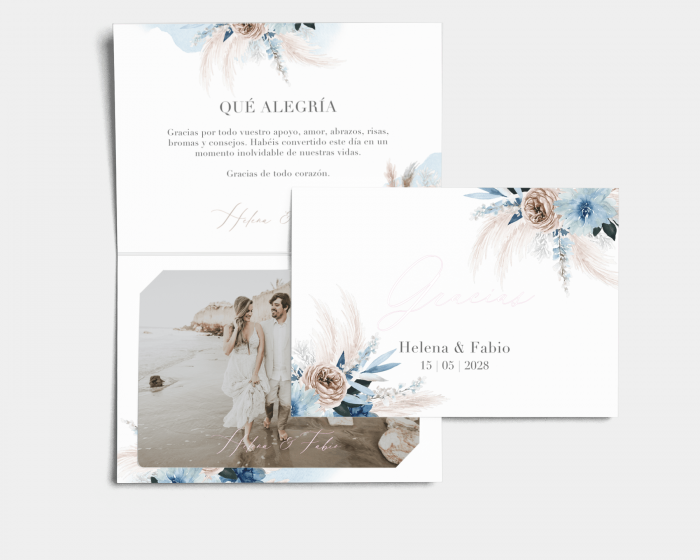 Bloomy Blue - Tarjeta de agradecimiento con foto