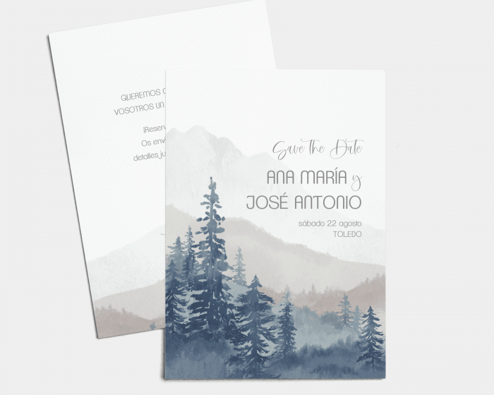 Painted Mountains - Tarjeta Save the Date (vertical)