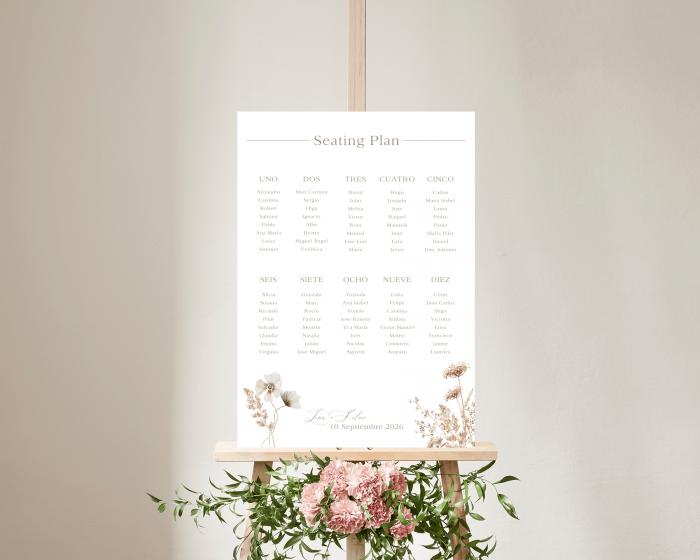 Autumn Wildflowers - Poster - Seating plan 50x70 cm (vertical)