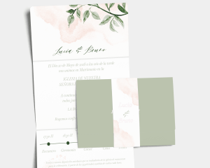 Green and Peach - Invitación plegable con banda